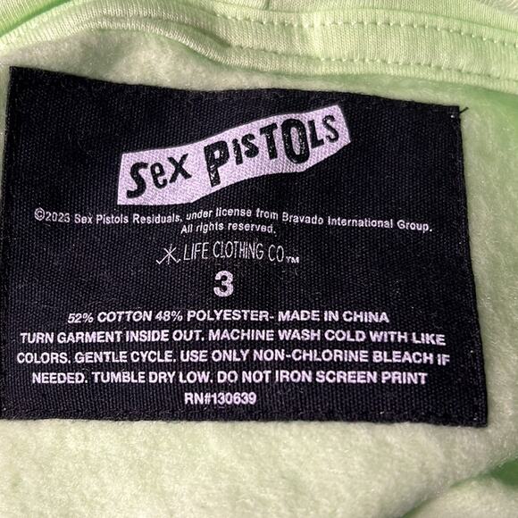 Torrid Lime Green Sex Pistols Fleece Crop Hoodie Size 3 NWT - Picture 6 of 9